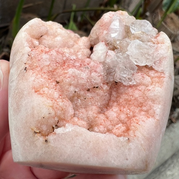 Pink Amethyst Quartz Crystal Druzy Freeform with Red - Picture 3 of 11